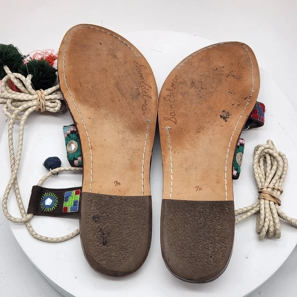 Sam Edelman Gretchen Mixed Color Gladiator Tassel Ethnic Sandals Size 7.5 - Picture 15 of 16
